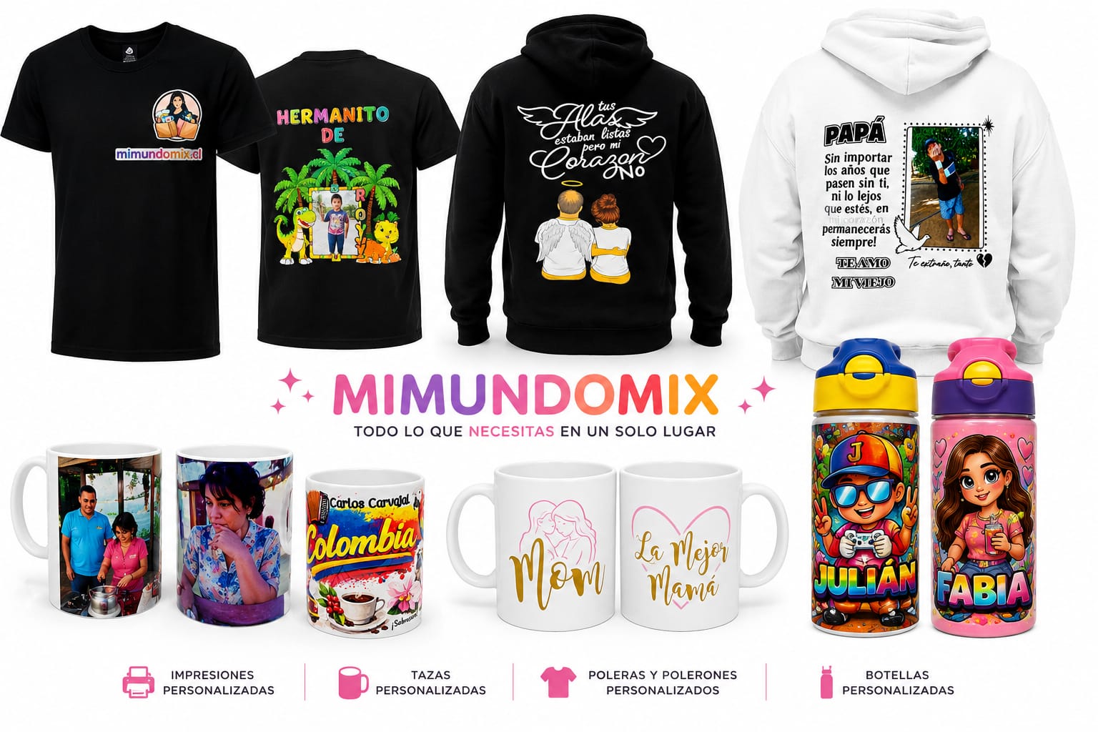 Tazones y poleras personalizadas por sublimación